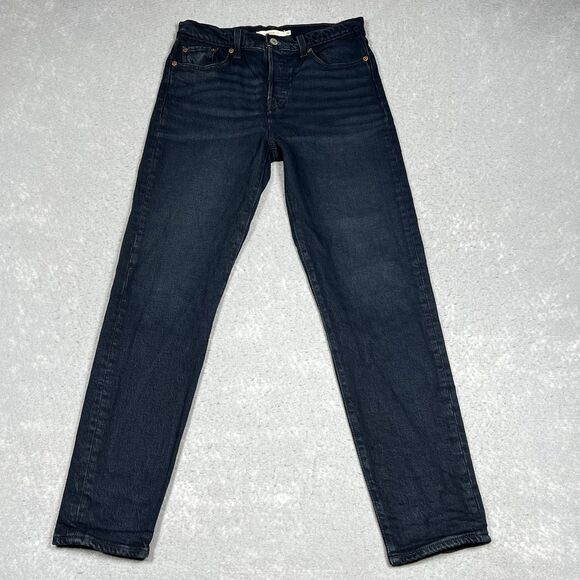 Levis Premium Wedgie Straight Womens 26 Black Denim Jeans Pockets Cotton Blend - Picture 1 of 14